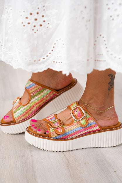 Platform Slide Sandal with Adjustable Buckle Straps