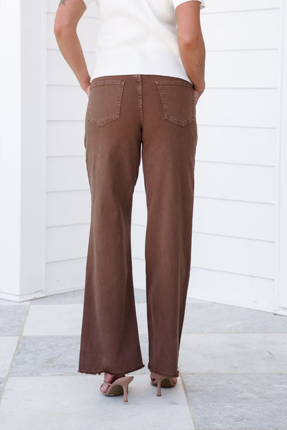 RFM High Rise Wide Leg Ankle Frayed Hem Jeans