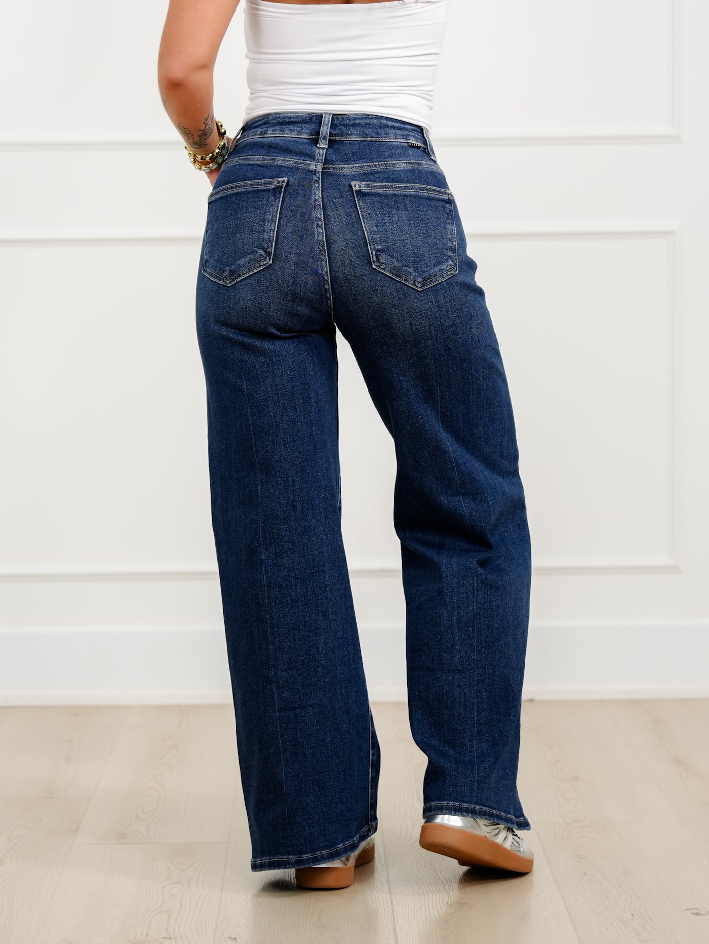 Restock! Risen The Opalite High Rise Dark Wash Tummy Control Wide Leg Jeans