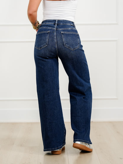 Restock! Risen The Opalite High Rise Dark Wash Tummy Control Wide Leg Jeans