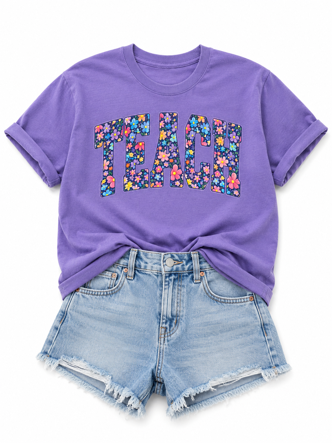 Plus/Reg Short Sleeve "Floral Teach" Graphic Tee