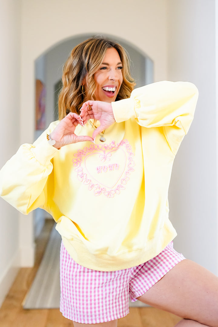 Long Sleeve Embroidered "XOXO" Heart Pullover Sweatshirt