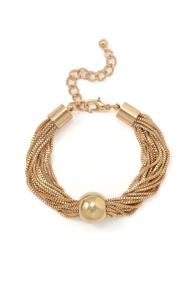 Multi Chain Bracelet with Big Bead Accent