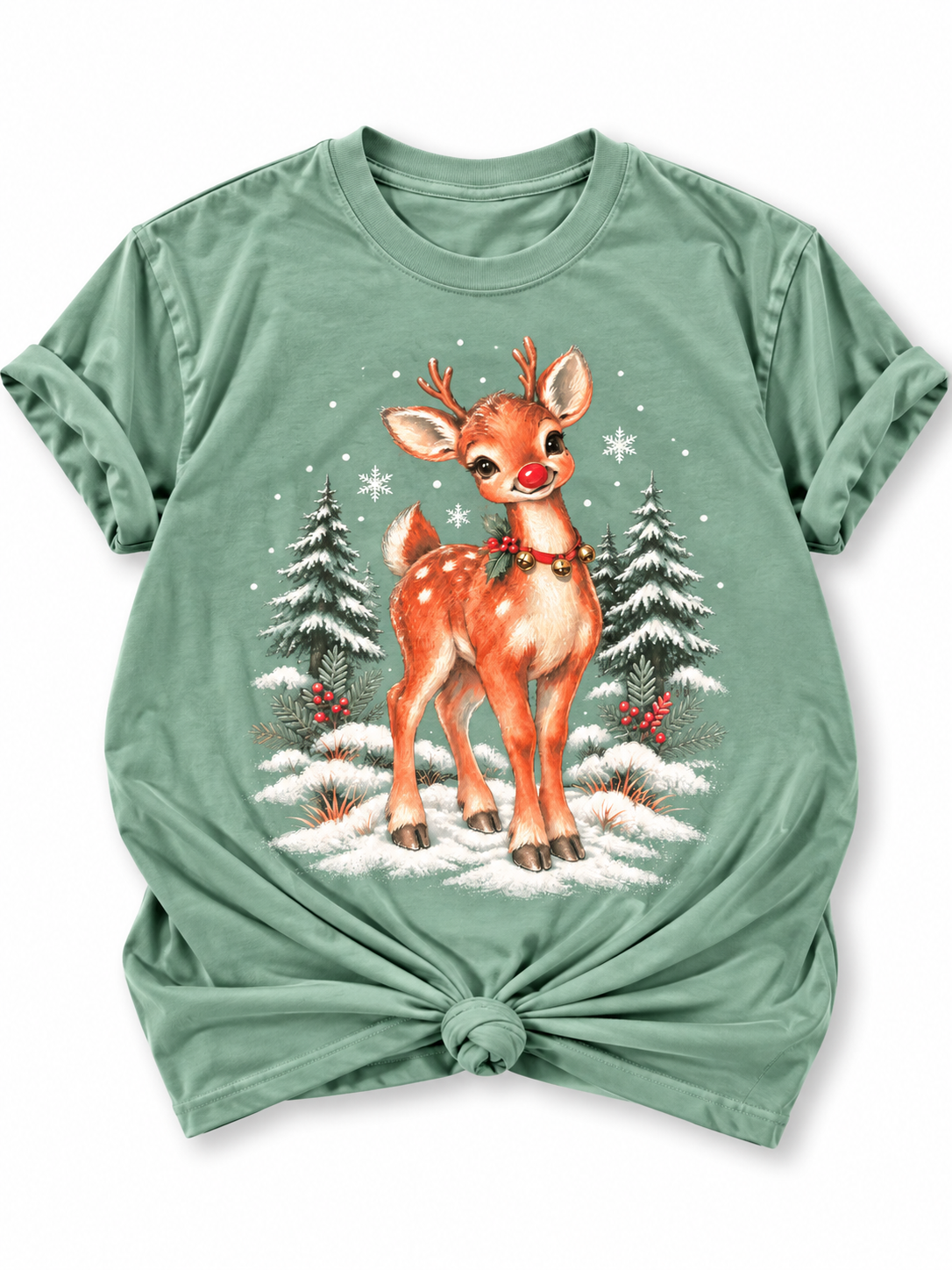 Plus/Reg Short Sleeve Classic Christmas Reindeer Graphic Tee