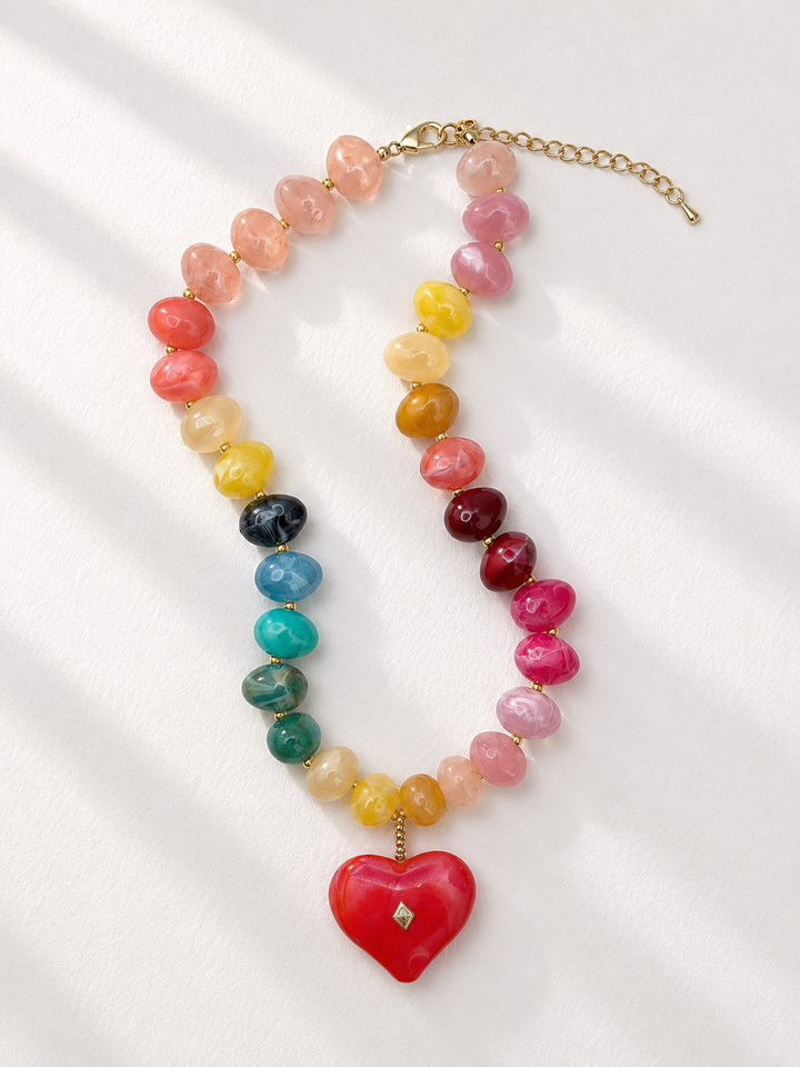 Gemelli Tisha Beaded Heart Charm Necklace