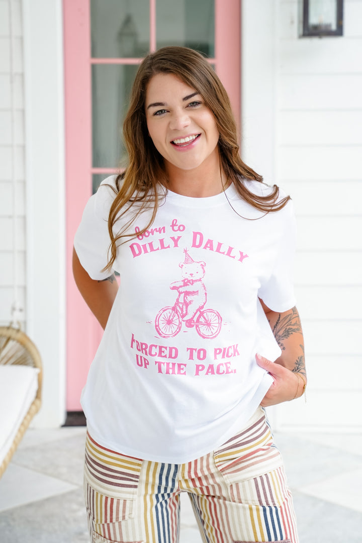 Plus/Reg Short Sleeve "Born To Dilly Dally" Graphic Tee