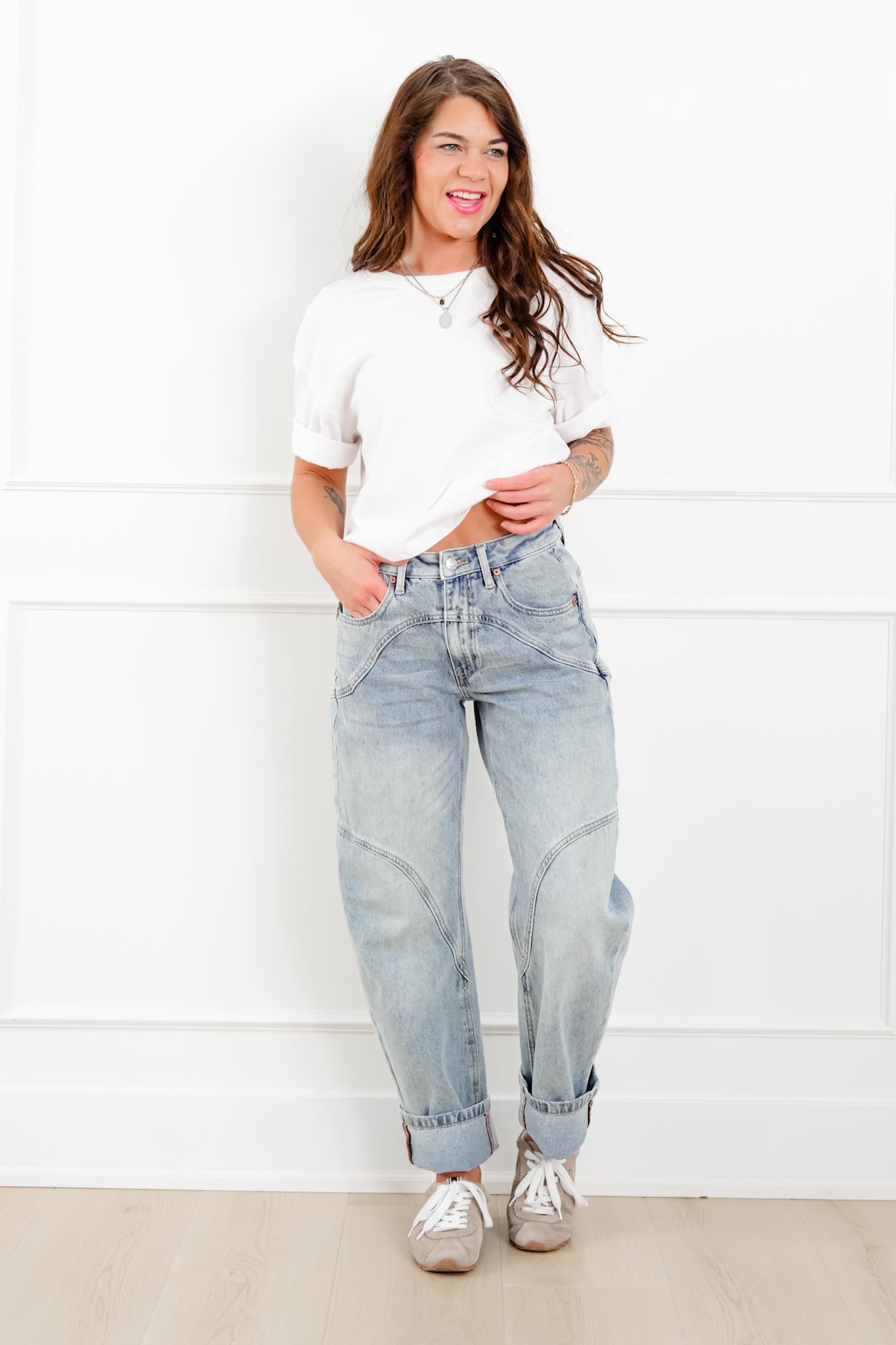Restock! Saige High Rise Light Wash Barrel Jeans with Wide Cuff