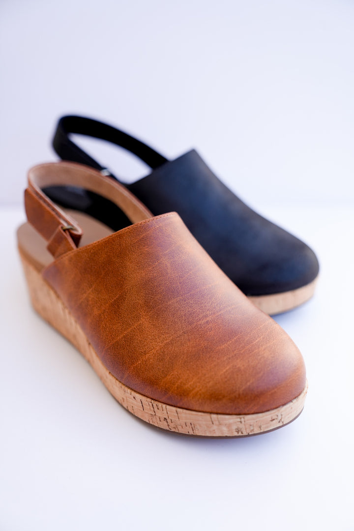 Corky's "Low Temps" Vegan Leather Wedge Clog Sandals with Ankle Strap