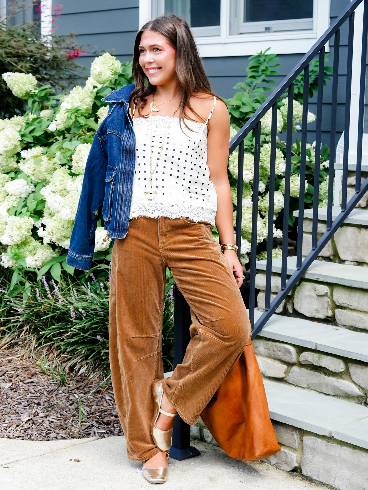 Risen High Rise Brown Corduroy Barrel Pants