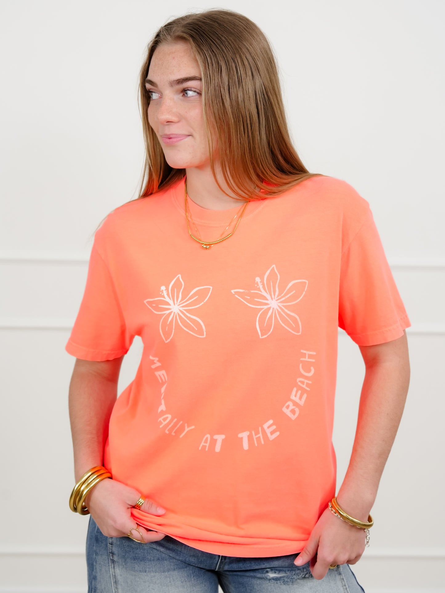 Plus/Reg Short Sleeve "Mentally at the Beach" Graphic Tee
