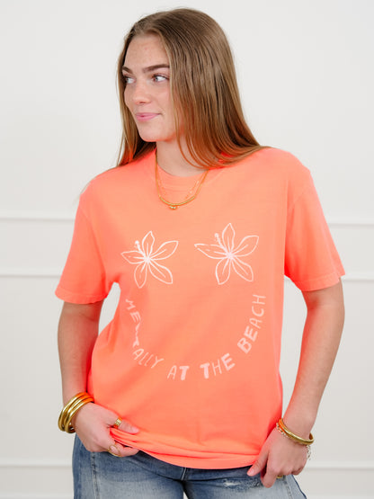 Plus/Reg Short Sleeve "Mentally at the Beach" Graphic Tee