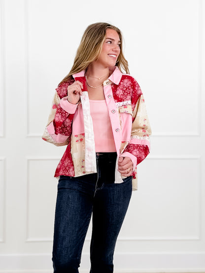 POL Multi Print Long Sleeve Button Up Jacket