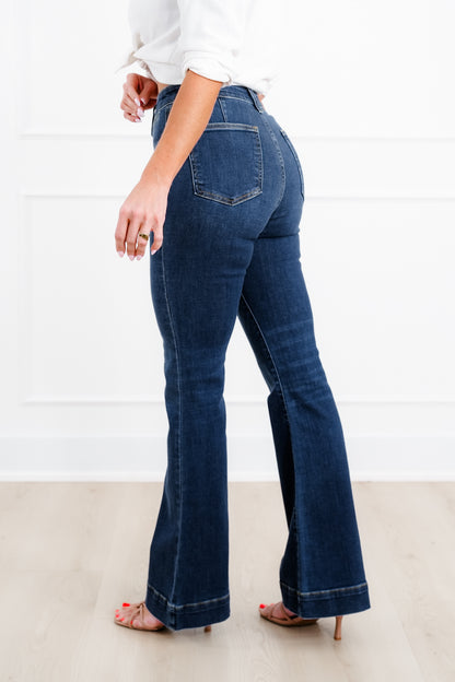 Judy Blue "The Sadie" Multi Inseam High Rise Dark Wash Trouser Flare Jeans