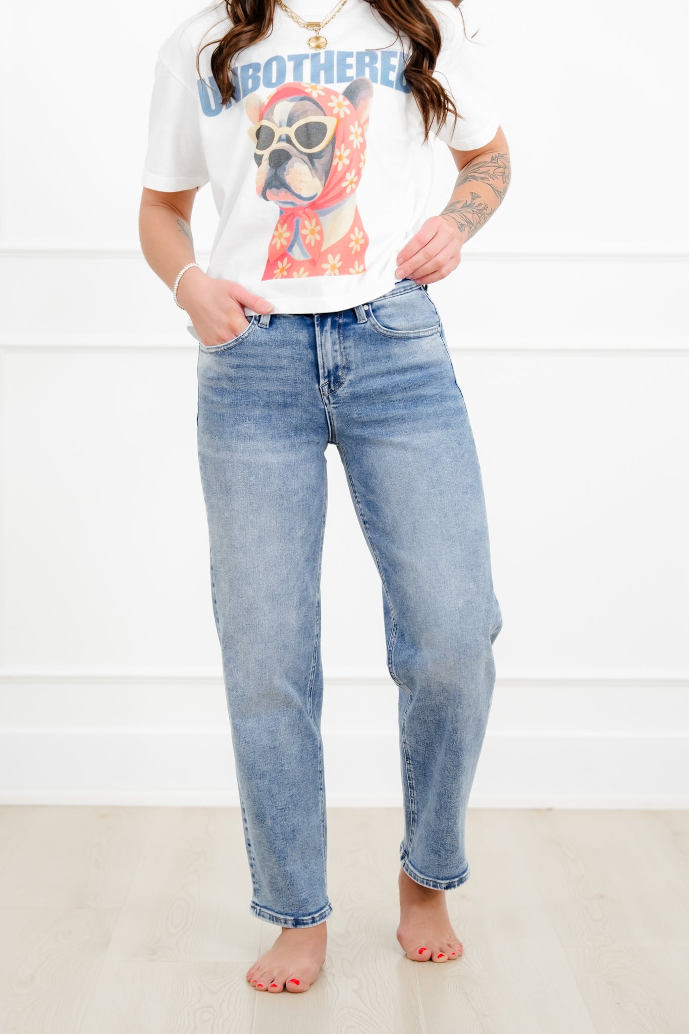 Restock! Risen High Rise Medium Wash Boyfriend Jeans