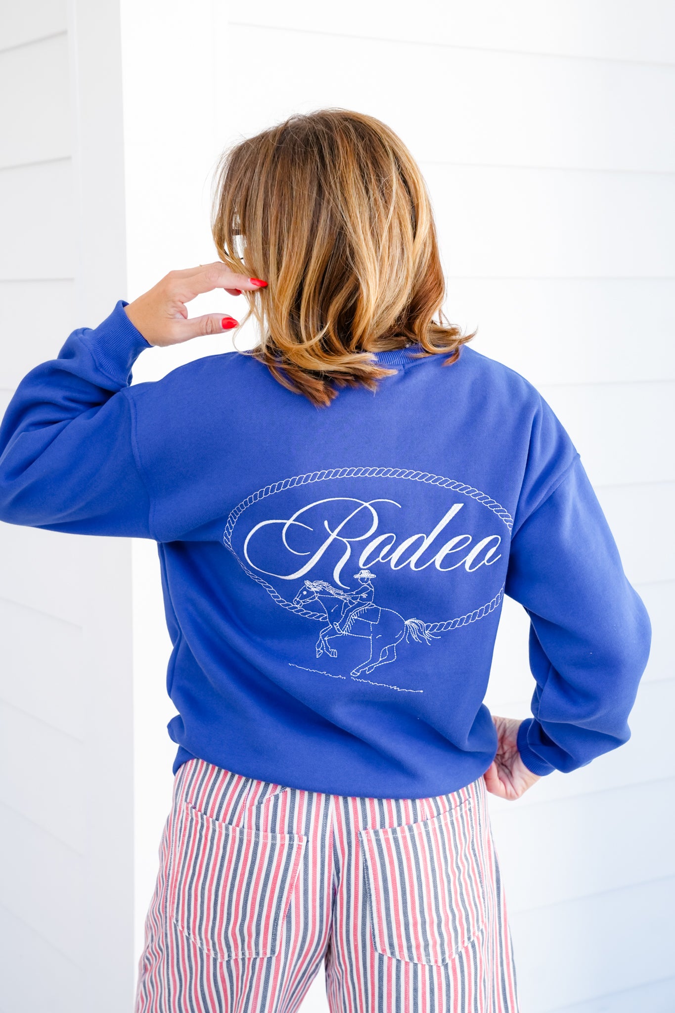 Long Sleeve Embroidered "Rodeo" Pullover Sweatshirt