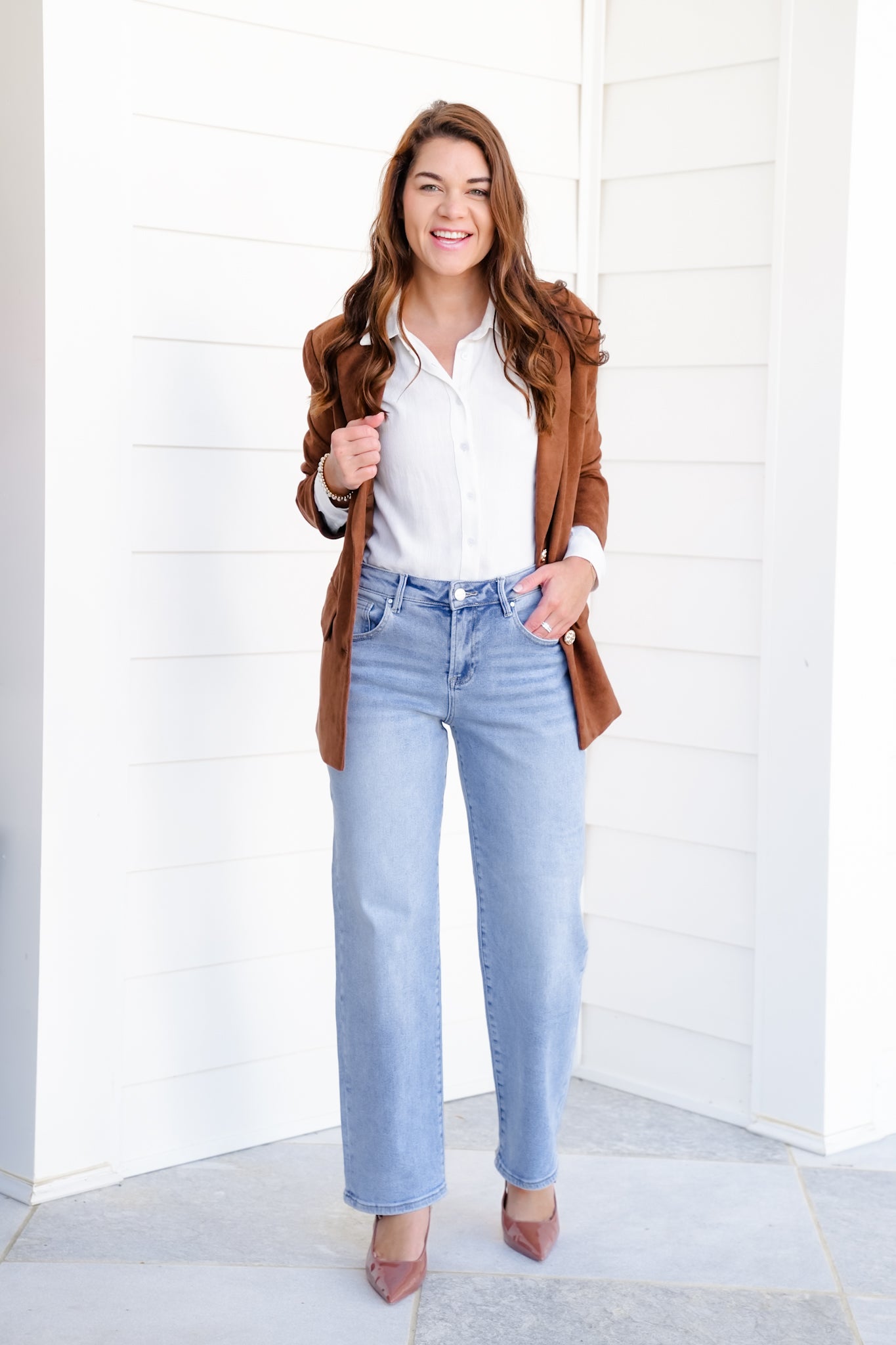 Risen High Rise Light Wash Cuffed Barrel Jeans