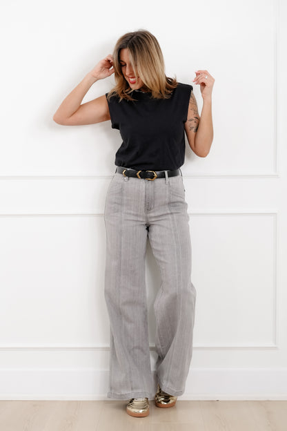 Judy Blue The Anastasia Multi Inseam High Rise Grey Retro Wide Leg Jeans