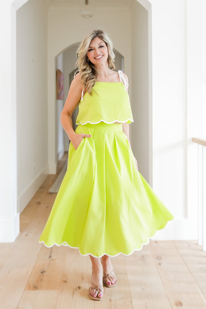 Sleeveless Crop Top with Scallop Hem Detail