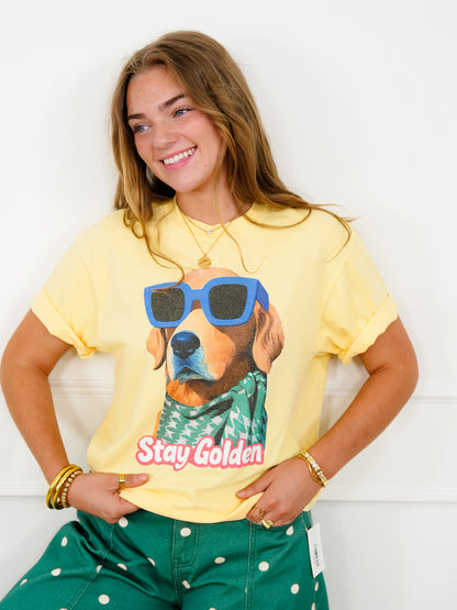 Plus/Reg Short Sleeve "Stay Golden" Graphic Tee