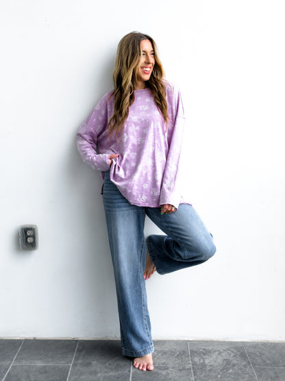 Floral Long Sleeve Round Neck Top