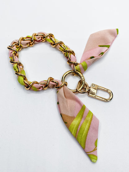 Scarf Bracelet with Gold Chain Wrapped On Key Chain