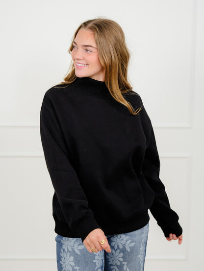 Plus/Reg Solid Long Sleeve Mock Neck Pullover Sweatshirt