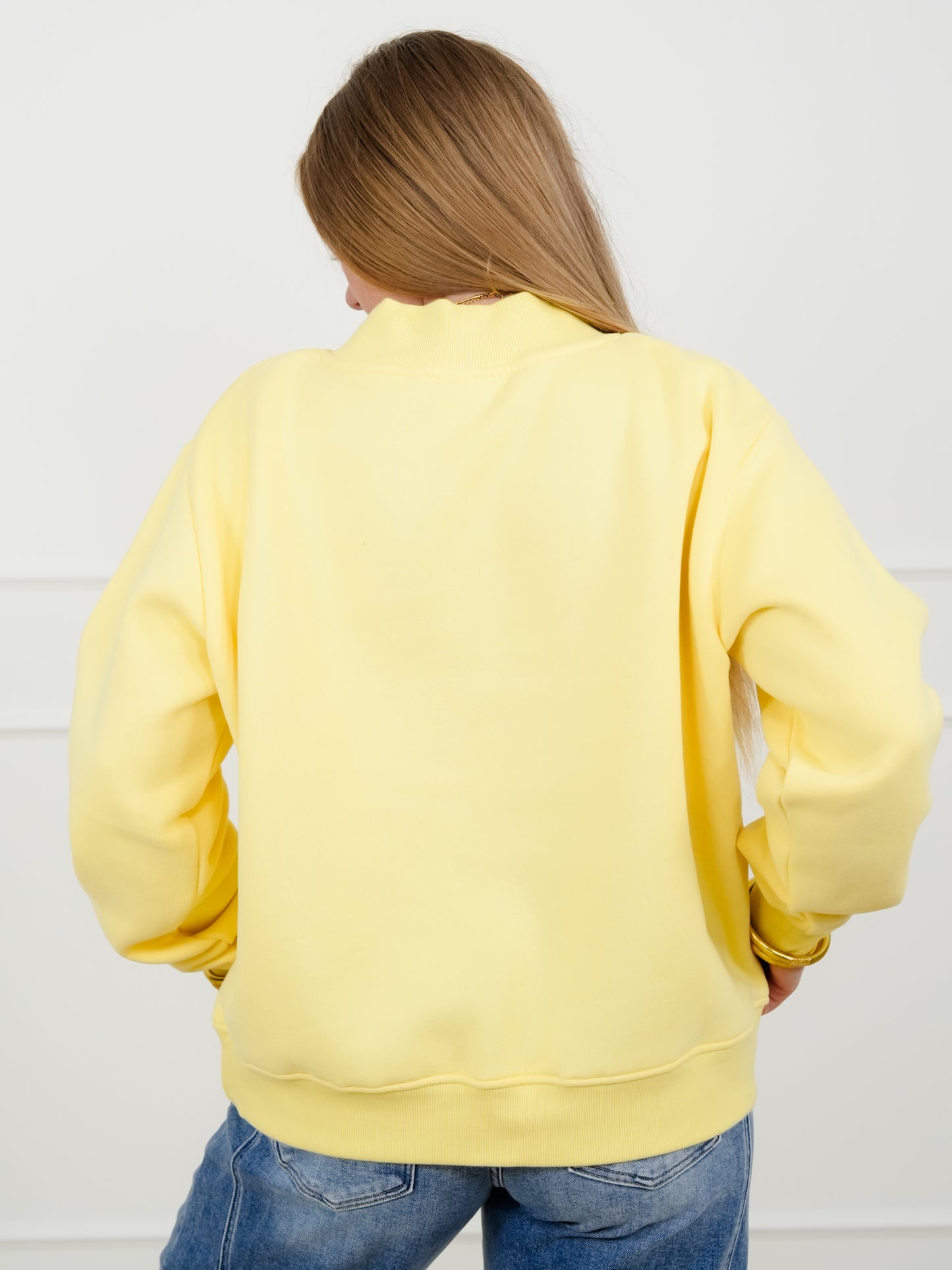 Yellow Long Sleeve Mock Neck Sweatshirt