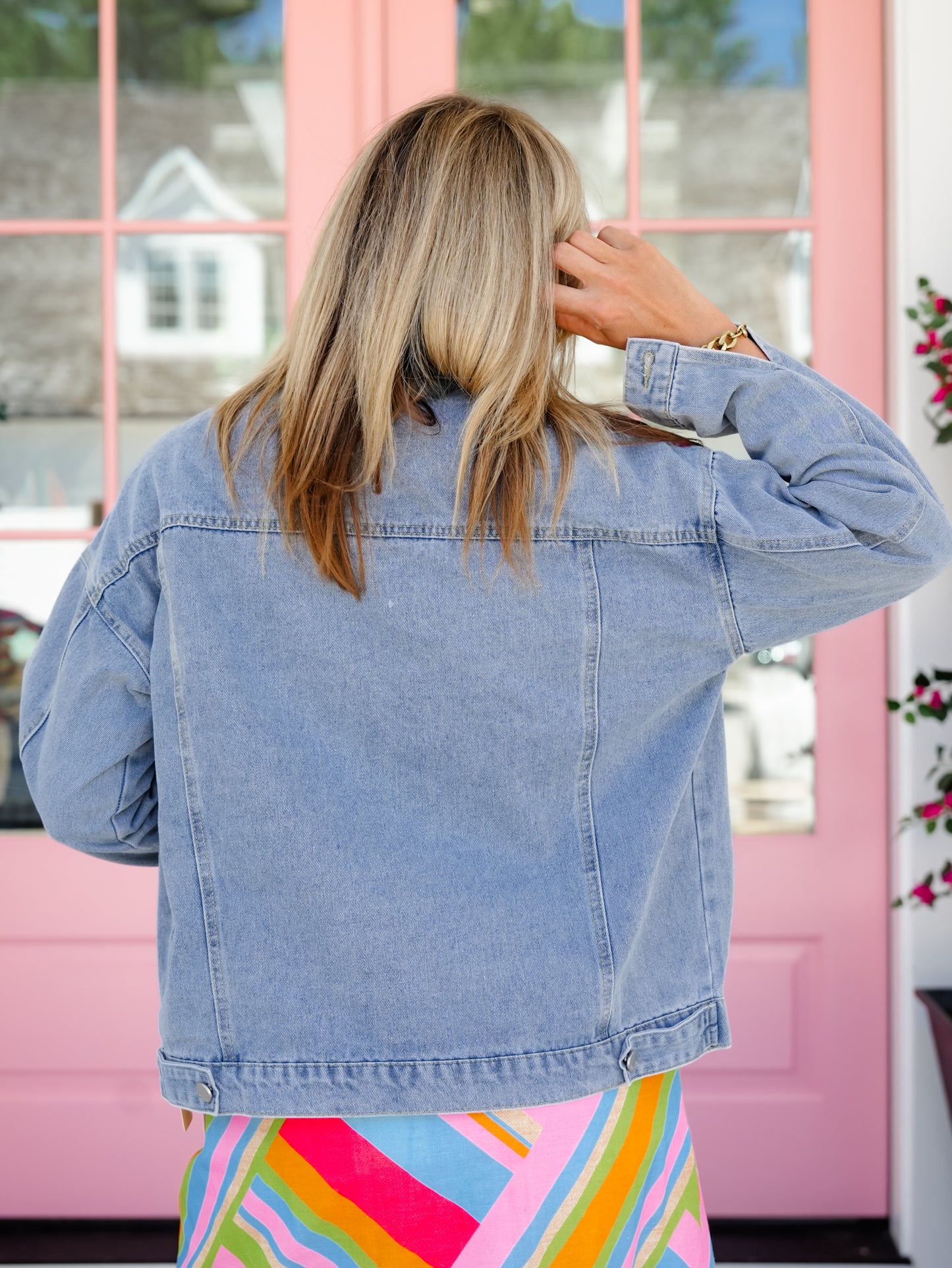 Gemstone Studded Vintage Wash Jacket - Freckled Poppy