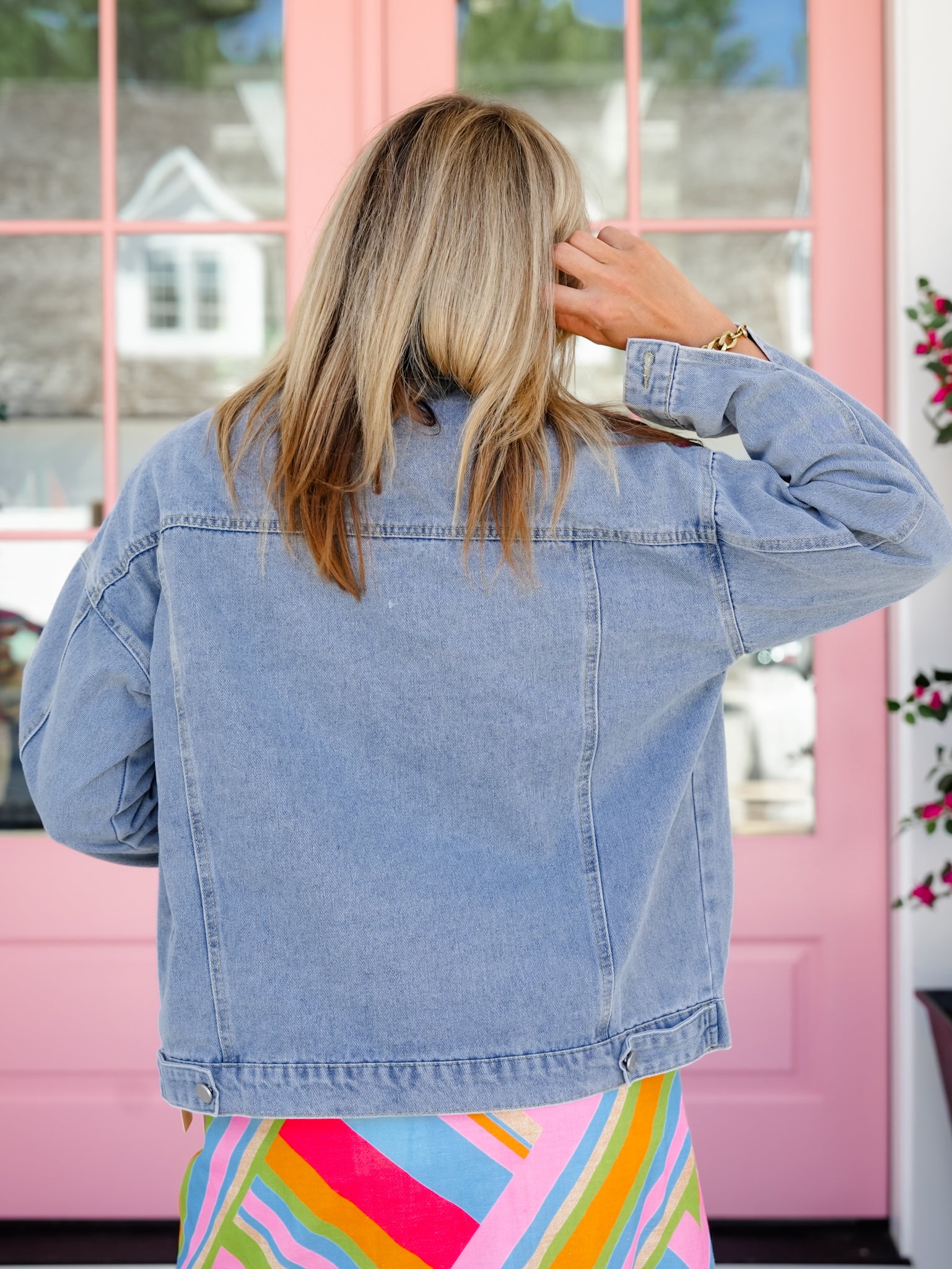 Gemstone Studded Vintage Wash Jacket - Freckled Poppy