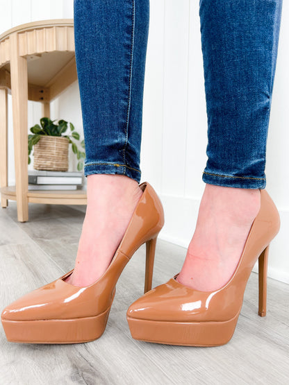 Glossy Pointy Toe Platform Step In High Heel Pumps