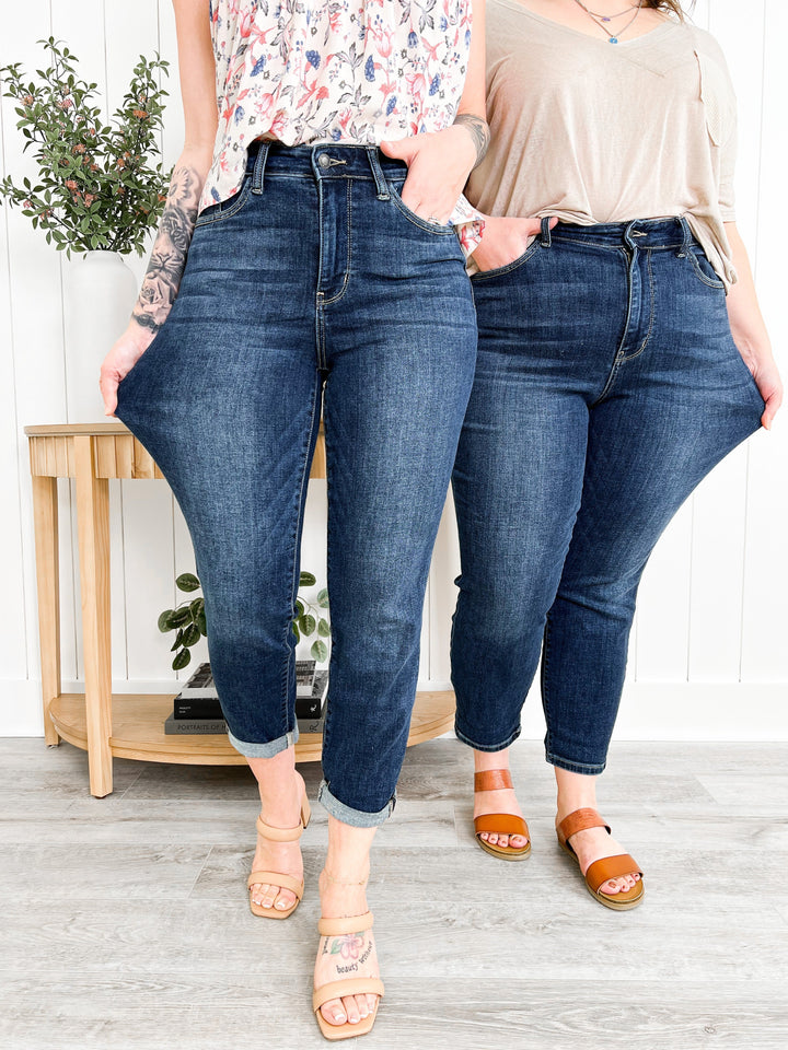 Judy Blue Queen Bee Dark Wash High Rise Cuffed Slim Fit