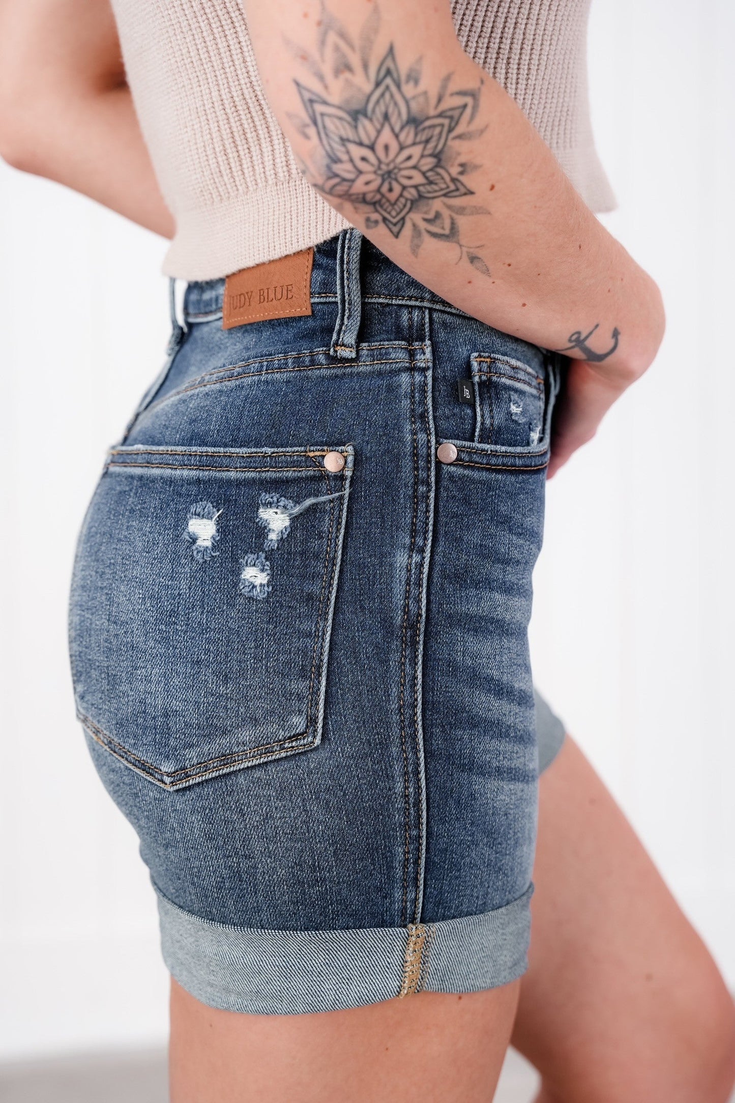 Judy Blue Under Control Dark Wash Tummy Control Vintage Cuffed Shorts