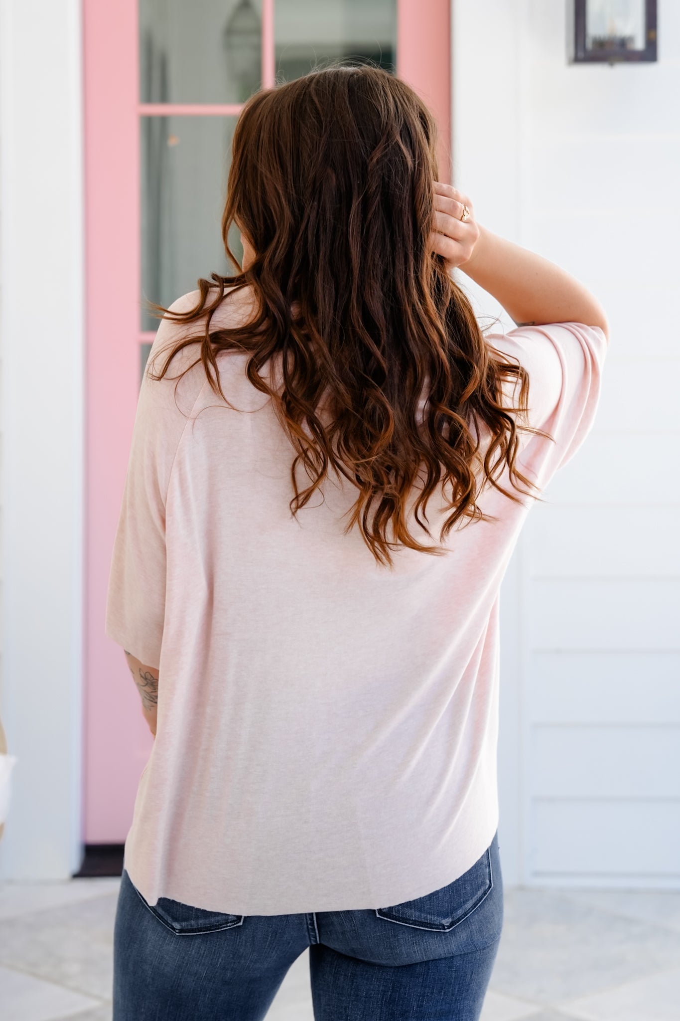 POL Solid Short Sleeve Round Neck Top with Chest Pocket Detail