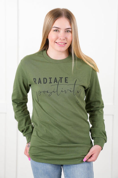 Plus/Reg Long Sleeve "Radiate Positivity" Graphic Tee