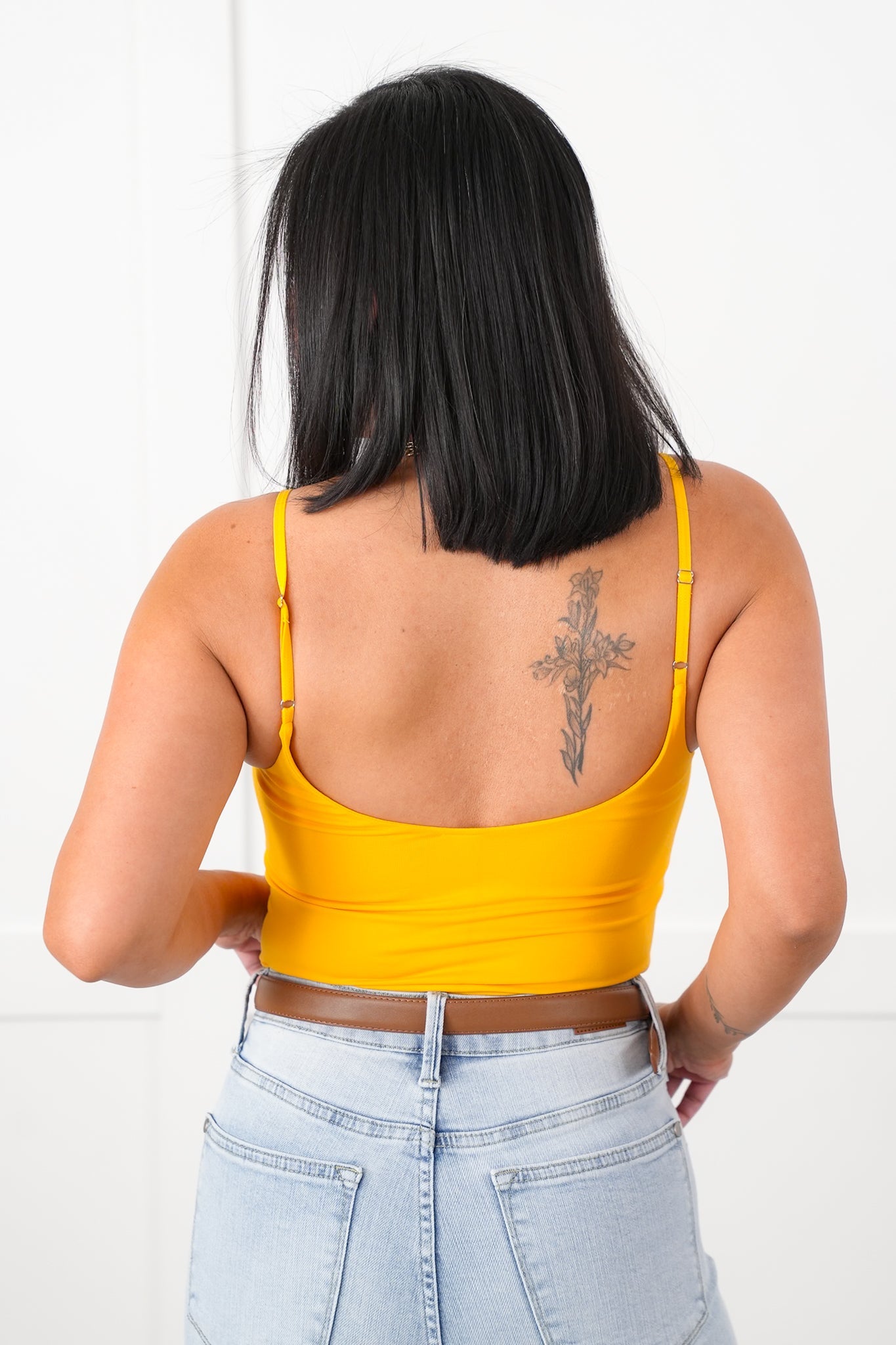 Solid Round Neck Adjustable Spaghetti Strap Bodysuit