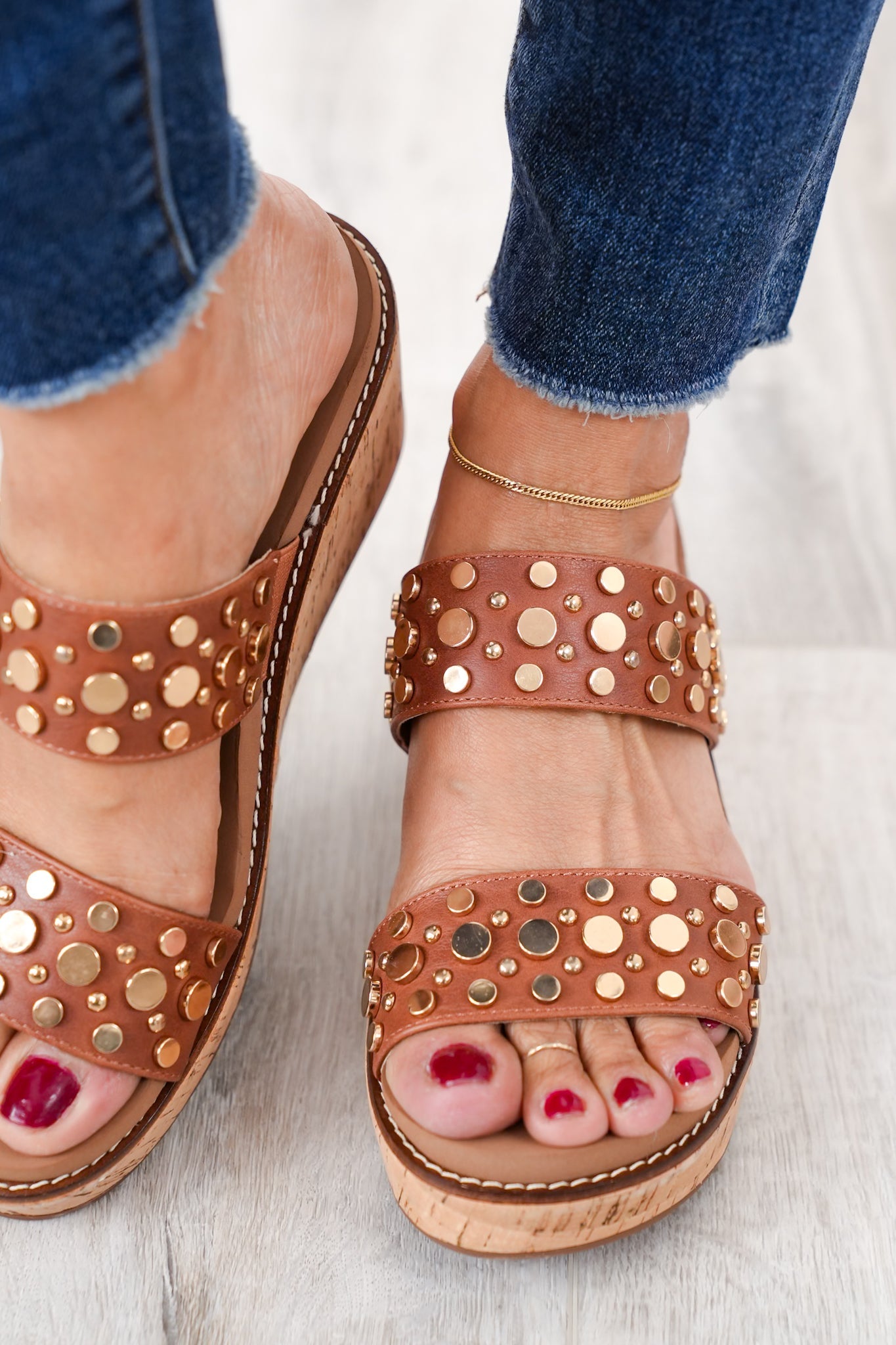 Corky's "Bad Habit" Studded Straps Wedge Heels
