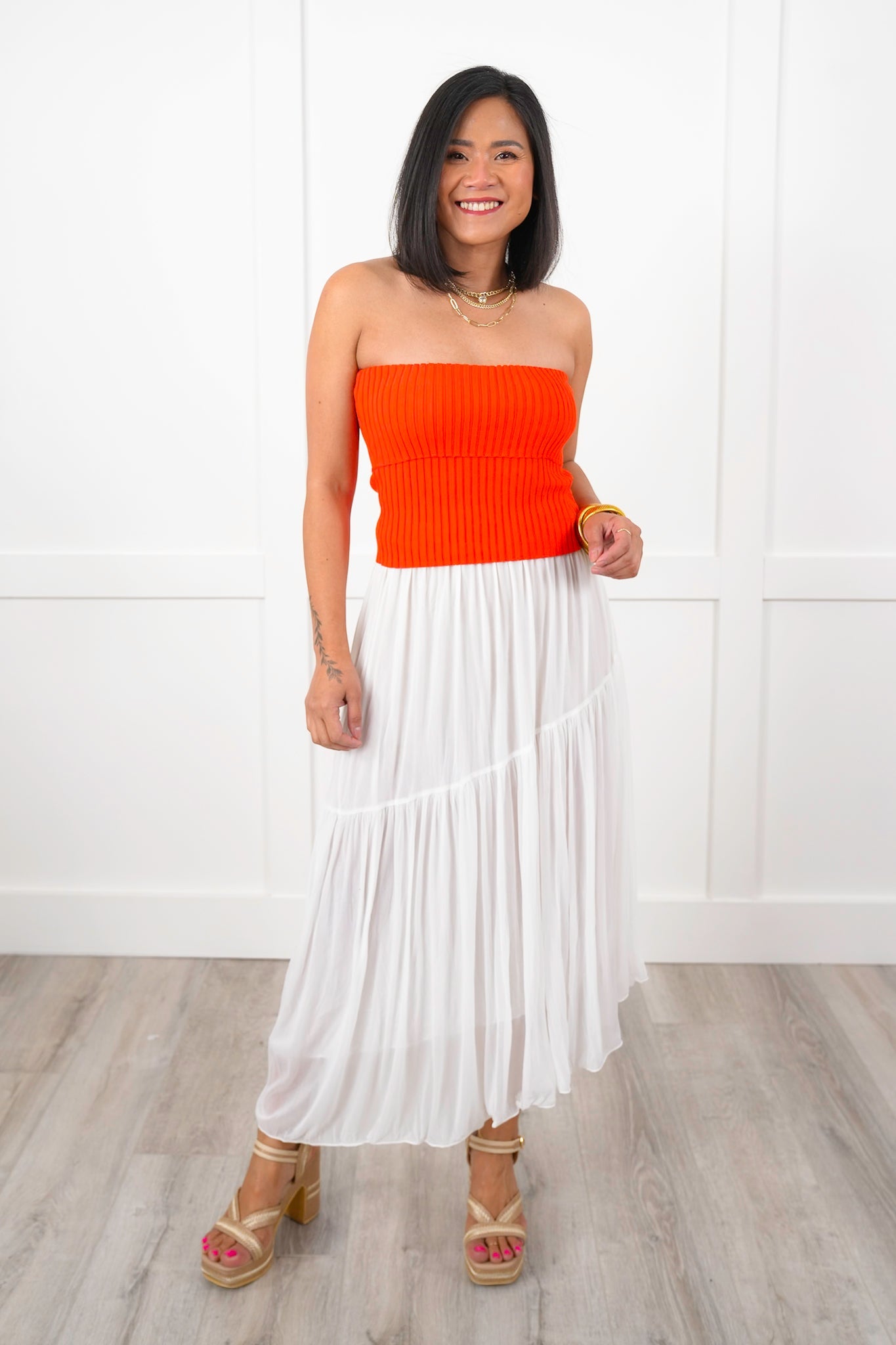 Sleeveless Ribbed Fold Over Tube Top