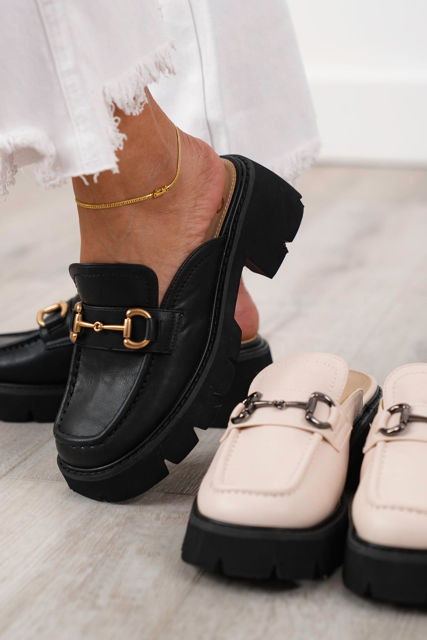 Chunky Slip-On Loafer with Buckle Detail