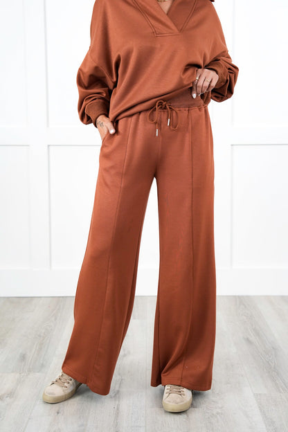 Plus/Reg Solid Soft Knit Elastic Waist Relaxed Pants with Side Pockets