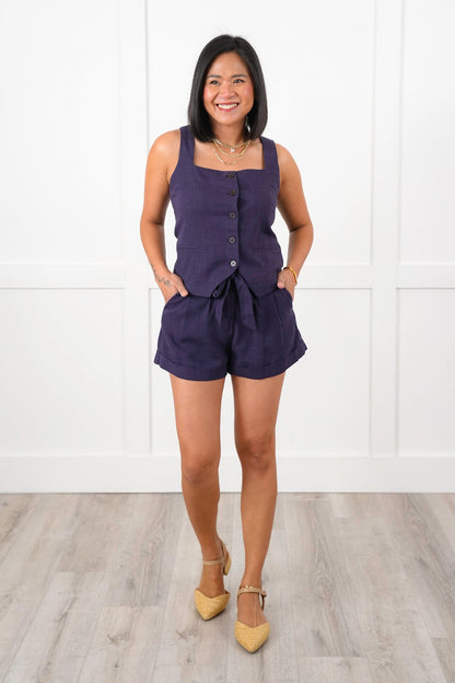 Plus/Reg Square Neck Button Down Vest
