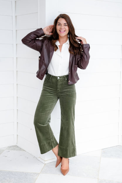 Risen High Rise Corduroy Wide Leg Pants