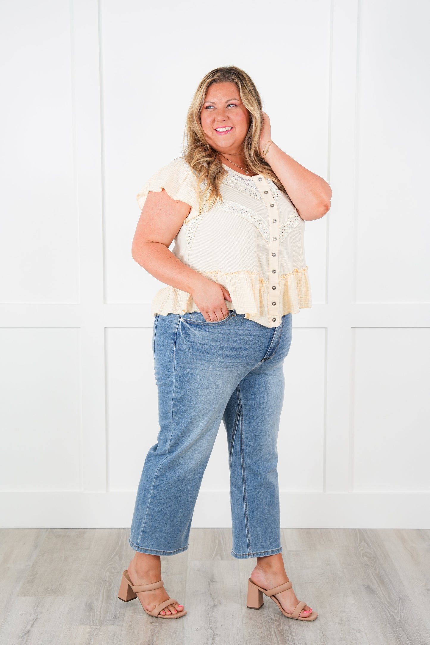 Judy Blue Double the Cool Cropped Wide Leg Jeans