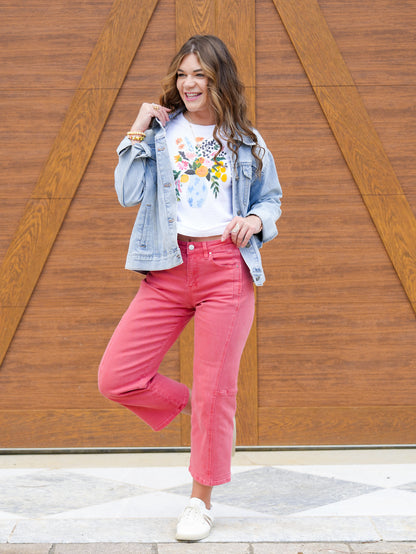 Risen High Rise Brick Cropped Wide Leg Jeans