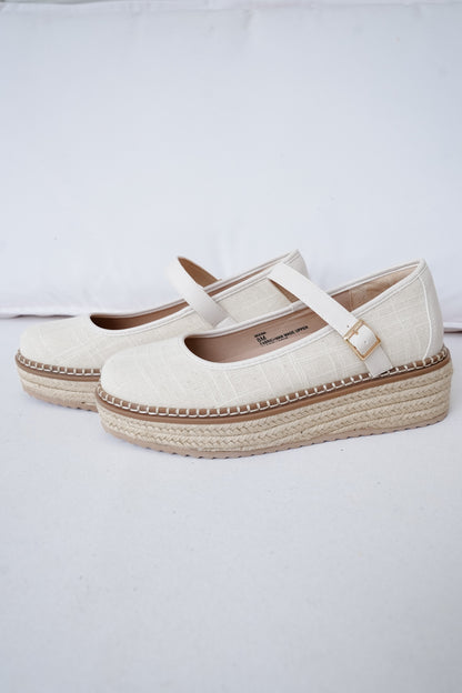 Restock! Yellow Box "Miana" Platform Shoe with Adjustable Buckle and Braided Jute Platform Sole
