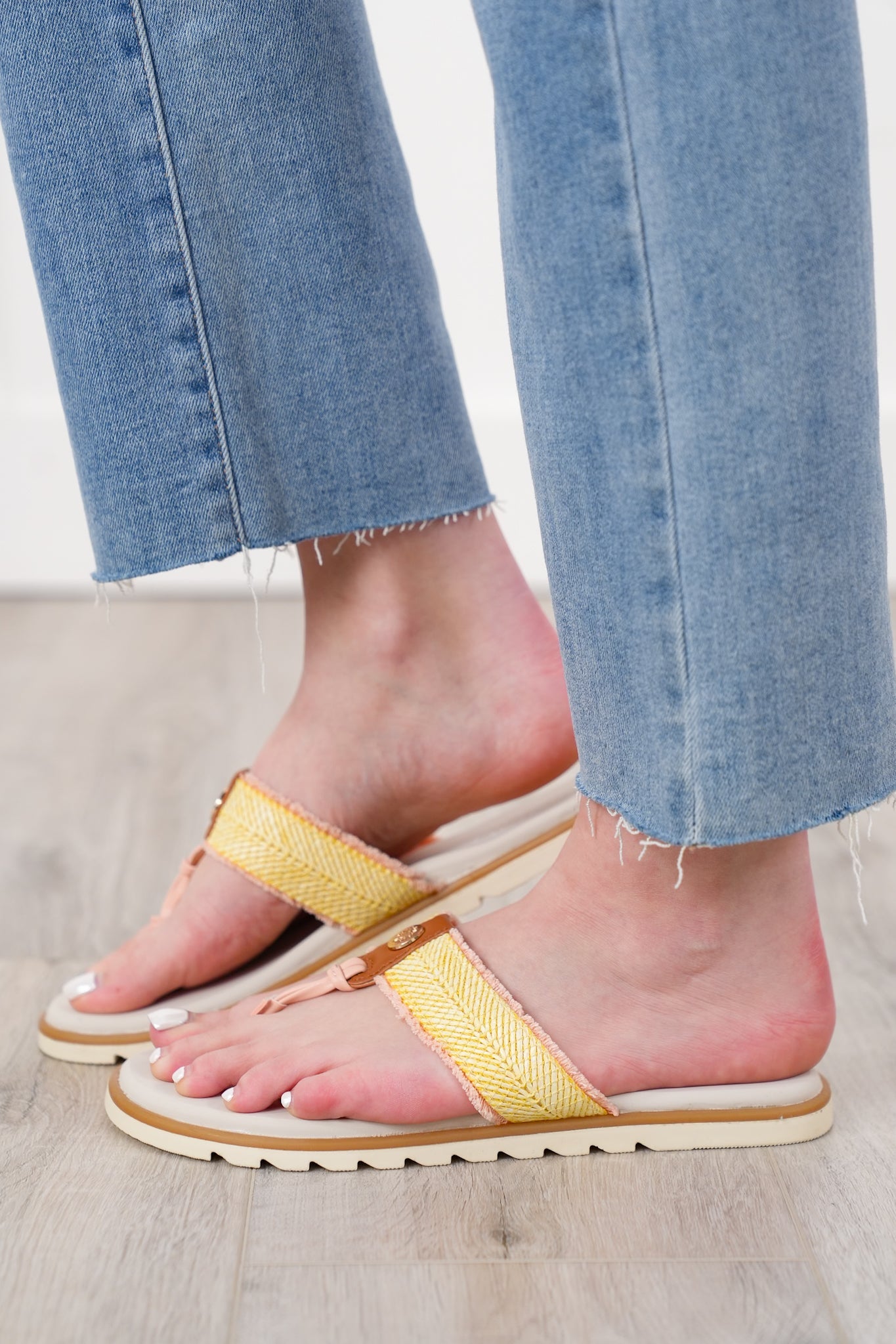 Yellow Box "Stencil" Woven Texture Thong Flip Flop Sandal