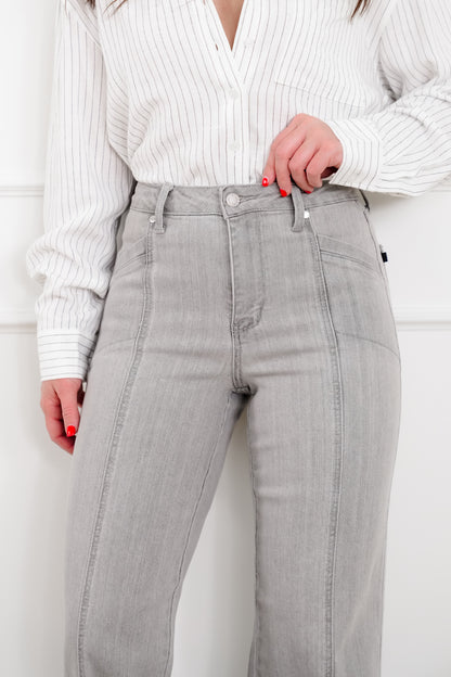 Judy Blue The Anastasia Multi Inseam High Rise Grey Retro Wide Leg Jeans