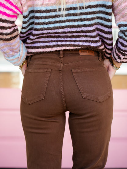 Judy Blue High Rise Mahogany Aurora Weekender Jeans With Knee Darts