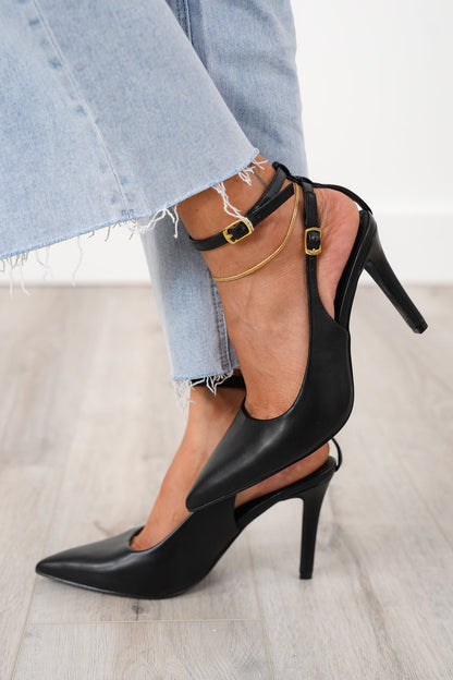 Elegant Pointed Toe High Heel with Ankle Strap