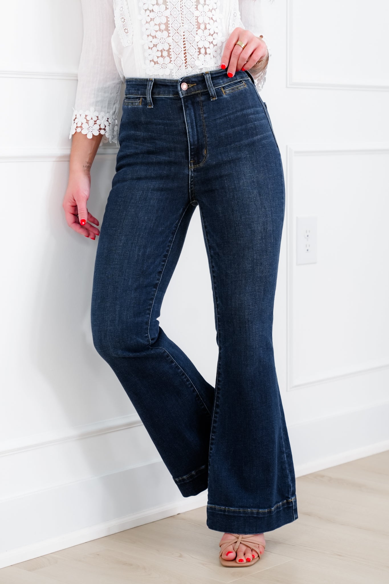 Judy Blue "The Sadie" Multi Inseam High Rise Dark Wash Trouser Flare Jeans