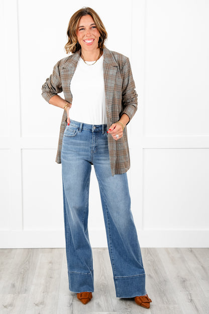 Vervet High Rise Medium Wash A Line Wide Leg Jeans